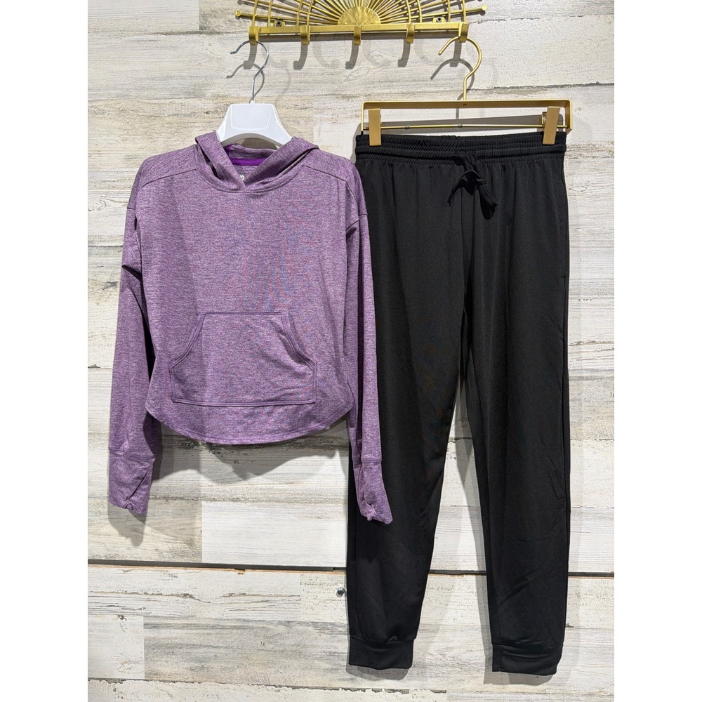 All In Motion Hoodie Real Essentials Joggers Girls‎ M Purple Black Athletic EUC